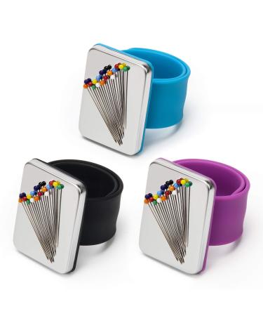 Coitak 3 PCS Magnetic Pin Holder Wrist Band  Magnetic Wrist Sewing Pincushion with Wristband for Sewing