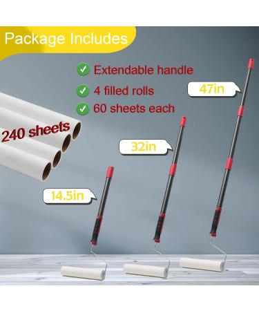 Long Lint Roller for Floor & Carpet - 9.5 Extra Sticky Pet Hair Remover with 4 Refills - Giant Lint Roller for Couch Sofa & Car Cleaning - Buy Online on SooperMarket.com