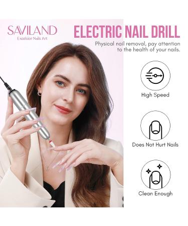 Saviland Portable Electric Nail Drill Machine - 20000 RPM USB Nail File Kit for Manicure Home Salon Use - Includes 7 Nail Drill Bits and 51 Sanding Bands - Silvery - Buy Online on SooperMarket.com