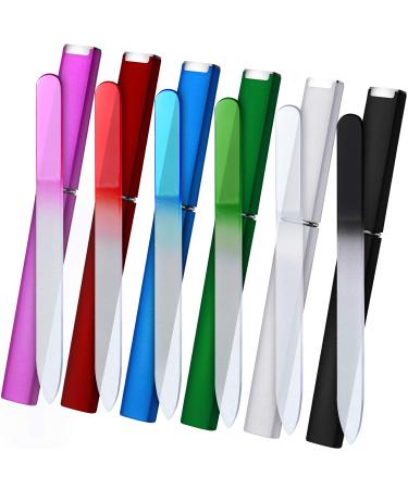6 Pack Glass Nail Files with Case Crystal Glass Fingernail Files Double Sided Glass Nail File Mixed Color Manicure Set for Gentle Nail Care 6 Colors