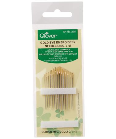 Clover Gold Eye Embroidery Needles Size 3-9 - 16 Pack