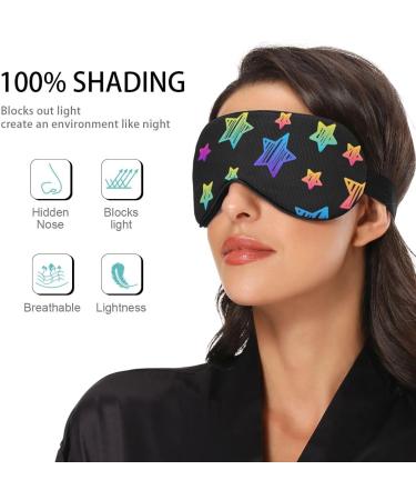 Haskirky Light Blocking Eye Mask - Adjustable for Men and Women | Perfect for Business Trips, Yoga, Meditation, Office Deep Sleep | Rainbow Stars Design - Buy Online on SooperMarket.com