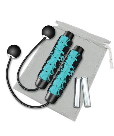 Redify Weighted Cordless Jump Rope for FitnessSuitable for Different Ages and Levels Ropeless Jump Rope for Boxing MMA WOD Training, BOD Rope Beachbody MBF,High Speed Rope Skipping for Narrow Space Blue