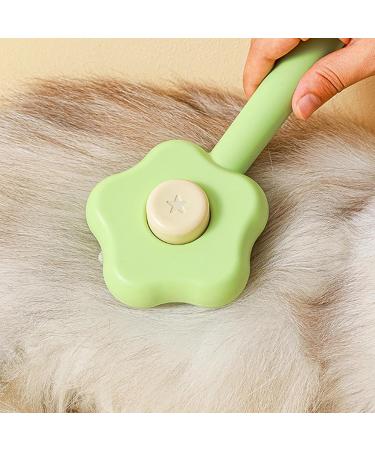 Self-Cleaning Cat Brush with Unlocking Button - Compact Fur Care Brush for Dogs Cats & Rabbits - Efficient Hair Removal in Green - Buy Online on SooperMarket.com