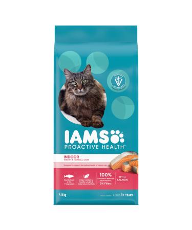 IAMS Proactive Health Dry Cat Food Adult - Indoor Weight & Hairball Care with Salmon 3.18kg Bag 3.18 kg (Pack of 1) Cat Food