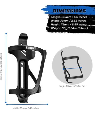 Corki Cycles Bike Bottle Holder - Right & Left Slide-Entry for Racing MTB & E-Bikes - Aluminum Black 2-Pack - Buy Online on SooperMarket.com