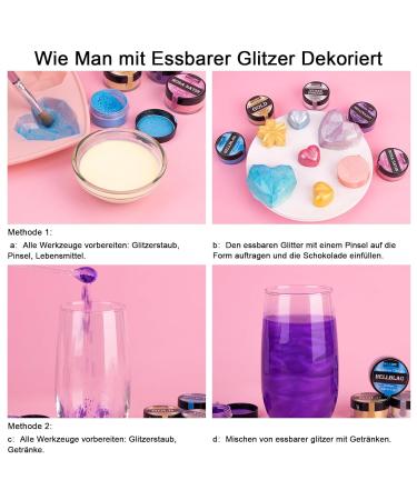Edible Glitter Set - 12 Colors Tasteless Glitter Powder for Cakes Drinks & Chocolates | 3G Pack - Buy Online on SooperMarket.com