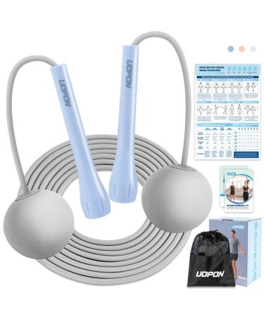 Springs rope adult fitness jump rope without rope with a large wireless ball & training poster ABS adjustable slipproof handles workout 3m jump rope for men women children & adults blue
