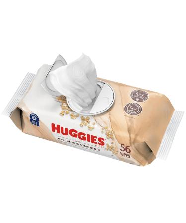 Huggies Wipes with Oat Aloe & Vitamin E Unscented 1 Push Button Pack (56 Wipes Total)