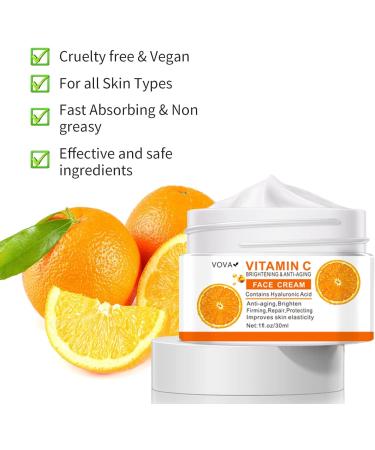 Vitamin C Face Cream Vitamin C Cream with Hyaluronic Acid & Vitamin E Anti Aging Vit C Serum Day & Night Face Cream for Women and Men Boost Skin Collagen Brighten Hydrate and Plump Skin - Buy Online on SooperMarket.com