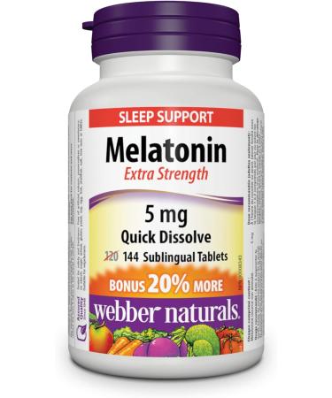 Webber Naturals Melatonin 5 mg Extra Strength (144 Quick Dissolve Tablets) + Omega-3 Fish Oil 1 000 mg (210 Softgels) 144 Melatonin + Oil 1 000 mg - Buy Online on SooperMarket.com