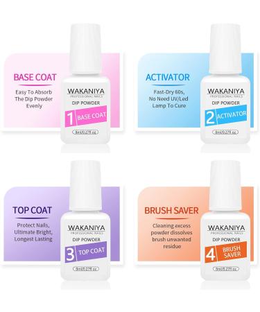 Nail Dip Powder Starter Set - 8 Colors (Clear White Pink) with Base Top Coat Activator & Brush for DIY & Salon Nail Art - Buy Online on SooperMarket.com