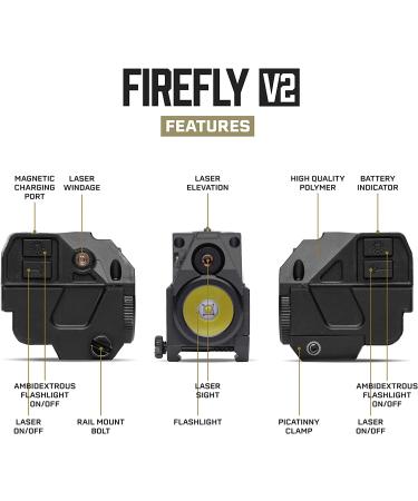 Firefly V2 Flashlight Laser Sight | Strobe Function | 220 Lumens | Magnetic Charging | Green Laser | Combat Veteran Owned | Pistol & Rifle Accessories - Buy Online on SooperMarket.com