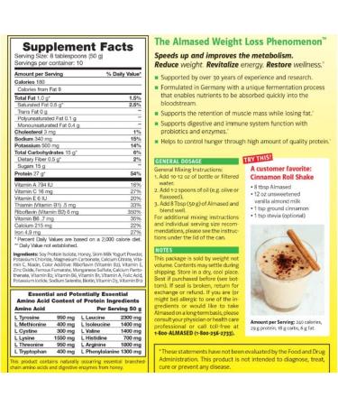 Almased Plant-Based Meal Replacement Shake 17.6 oz - Non GMO, Gluten-Free (3 Pack) - Includes Ball - 4 Piece Set - Buy Online on SooperMarket.com