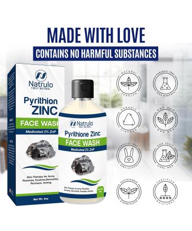Pyrithione Zinc Face Wash | 2% Zinc Soap for Acne Rosacea Eczema & Psoriasis | Calming Facial & Body Cleanser Made in USA - Buy Online on SooperMarket.com