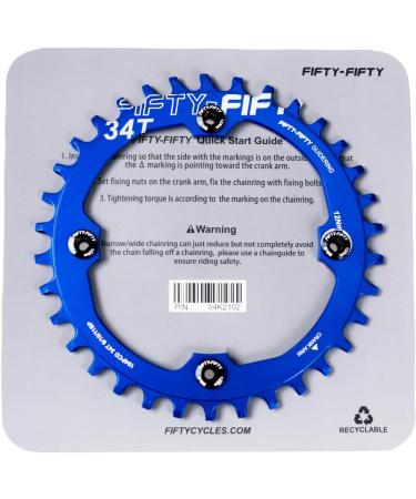 FIFTY-FIFTY Round 104BCD Chainring - Blue 30T - Single Narrow Wide Mountain Bike Chainring for 9/10/11-Speed with 4 Alloy Bolts - Buy Online on SooperMarket.com
