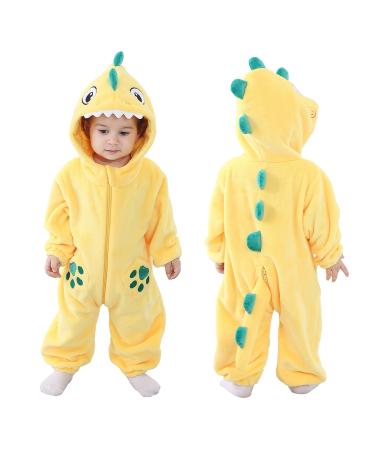 Doladola Unisex Kid's&Toddler's Costume Outfit Baby Boys Girls Flannel Animal Hooded Rompers Jumpsuit 6-12 Months Yellow Shark