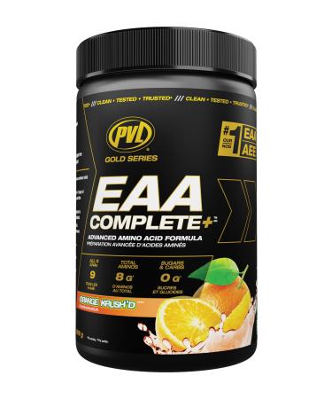 PVL EAA BCAA COMPLETE | Pre Intra or Post Workout EAA/BCAA with L-Arginine Amino Acid Supplement Keto Friendly 369 g (30 servings) Orange Krush'd