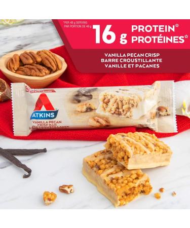 Atkins Protein Bars - Vanilla Pecan Crisp Low Sugar Keto Friendly High Protein High Fibre 1g Sugar 4g Carbs 5ct - Buy Online on SooperMarket.com