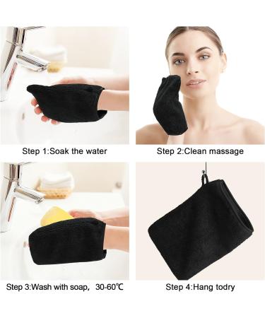 PHOGARY 10 Pack Microfiber Body Wash Mitts - Reusable Makeup Remover Gloves - European Style Bath Spa Cloth - Black and Grey (6.8 inch) - Buy Online on SooperMarket.com
