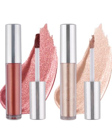 Make up Highlighter 2PCS Multifunction Glitter Blush Long Lasting Glitter Eyeshadow Liquid Quick-Drying High Pigment Lipstick Style2 Glitter Eyeshadow
