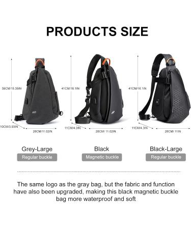 Anti-Theft Crossbody Sling Bag for Men Women Small Backpack One Shoulder Bag Chest Bag Sling Backpack Water Resistant Black-large (Magnetic Strap Buckle) - Buy Online on SooperMarket.com