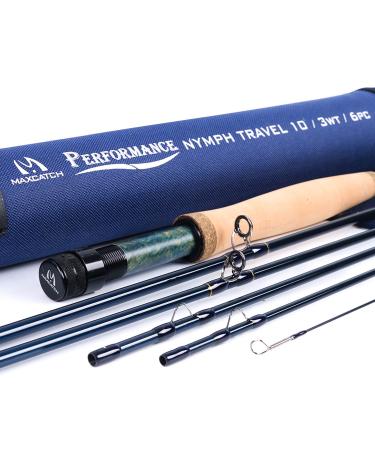 Maximumcatch performance nymph fly rod in the 10 carbon fiber AAA+ cork handle with cordura rod tube 4 parts fly fishing rod in 2/3/4wt 10/11FT performance-nymph rod travel 3wt 6 parts parts