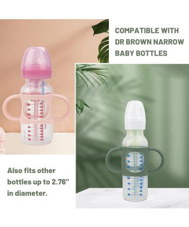 3 Pack Bottle Handles for Dr. Brown Baby Bottles - Non-Slip Easy Grip Silicone - BPA-Free & Dishwasher Safe - Milk White Green Pink - Compatible with Narrow and Wide-Neck Bottles - Buy Online on SooperMarket.com