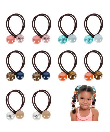 Whaline 10Pcs Double Balls Elastic Hair Ties Colorful Hair Band with Balls Twin Bead Bubble Ponytail Holders Cute Hair Ties No Damage Toddler Hair Accessories for Baby Toddler Girls Women