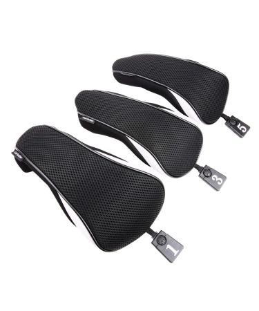 Sword &Shield sports 3pcs/Set Driver # 1 3 5 Fairway Wood Cover Golf Club Headcover Black