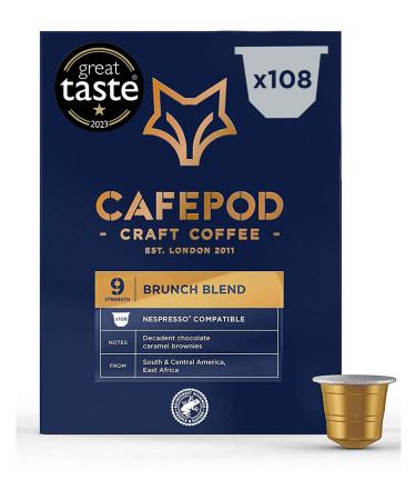 CafePod Coffee Pods Nespresso Compatible Brunch Blend 108 Aluminium Capsules Brunch 108 Count (Pack of 1)