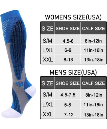 HYRIXDIRECT Compression Socks 20-30 mmHg for Men Women - White+Black+Blue - XL-XXL - Buy Online on SooperMarket.com