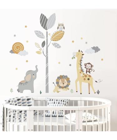 Decalmile Safari Animals Tree Wall Stickers - Jungle Elephant Lion Giraffe Wall Decals for Baby Nursery and Kids Room Decor - Buy Online on SooperMarket.com