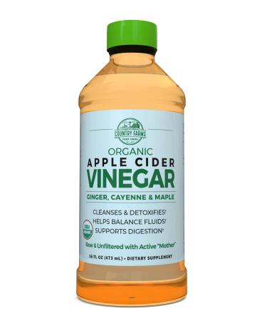 Country Farms Organic Apple Cider Vinegar with Ginger Cayenne & Maple 16 fl oz (473 ml)