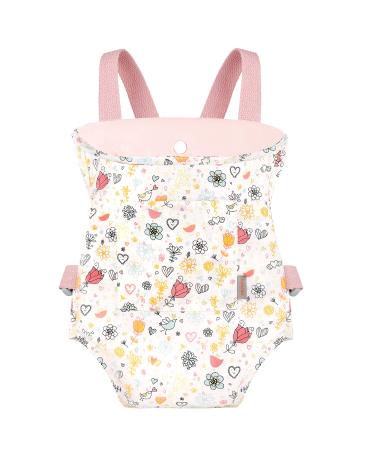 GAGAKU Doll Carrier Baby Front and Back Carrying with Adjustable Straps for Children 100% Cotton - Pink 2-rose garden