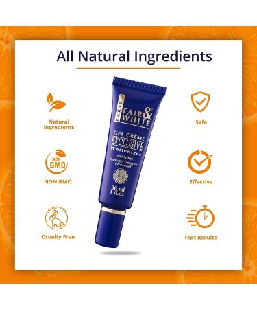 Fair and White Exclusive Brightening Gel Cream 30ml - Fade Dark Spots with Vitamin C - Deeply Moisturizing Formula with Glycerin & Castor Oil - Buy Online on SooperMarket.com
