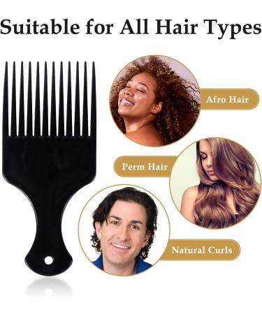 Sularpek 2 Pcs Afro Hair Comb Black Plastic Afro Hair Comb Hair Hair Pick Comb Smooth & Sturdy Wide Tooth Plastic Afro Pick for Detangling And Styling Curly Wavy Frizzy And Afro Hair - Buy Online on SooperMarket.com