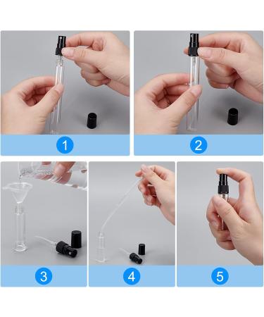 BENECREAT Mini Glass Spray Bottles Set - 30 Pieces (3ml/5ml/10ml) with Funnel & Pipettes - Perfect for Perfumes & Cosmetics - Fine Fog Atomizers (Black Cap) - Buy Online on SooperMarket.com