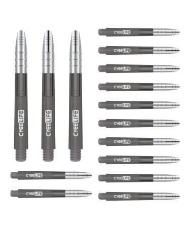 CyeeLife Transparent Alunium-Plastic Dart Shafts 15Packs(5 Sets) 35mm/48mm L:48+5mm Black