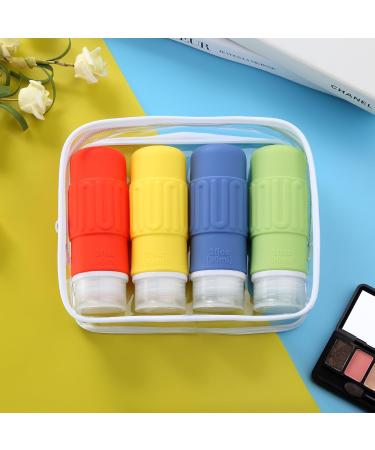 Travel Bottles for Toiletries - BPA Free Leak Proof Silicone TSA Approved 3oz - 4 Pack Travel Accessories for Shampoo & Soap - Buy Online on SooperMarket.com