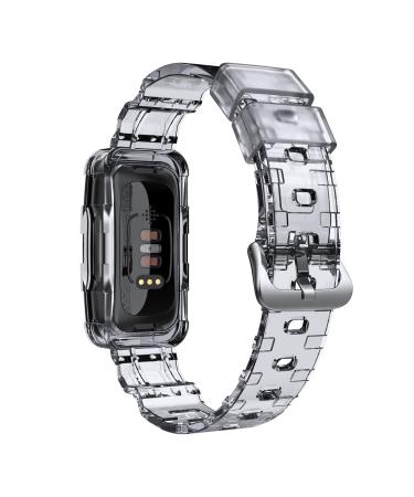 ANCOOL Compatible with Fitbit Inspire 2 Band for Women Men, Clear Wristband with Built-in Protective Case Replacement for Fitbit Inspire/Inspire HR (Black)