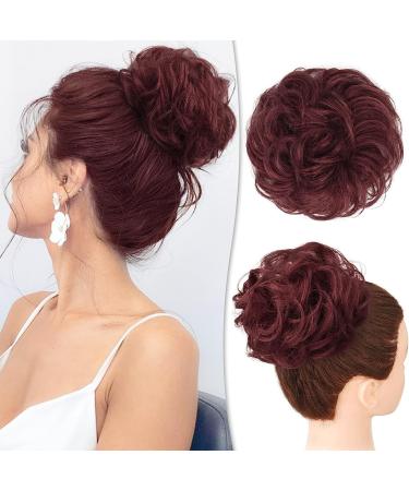 PORSMEER 2-Pack Curly Wavy Messy Hair Bun Extensions for Women - Red - Buy Online on SooperMarket.com