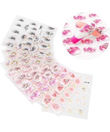 5D Nail Art Stickers Self Adhesive Nail Stickers Nail Decoration Fashion Accessories Embossed Flowers Self Adhesive Nail Decoration for Manicure Nail Art Supplies - Buy Online on SooperMarket.com