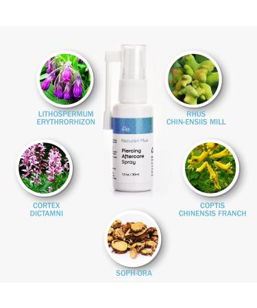 Recuren Plus Piercing Aftercare Spray - Shrink Bumps & Heal Ears, Nose, Tongue, Navel Piercings - Soothing Cleansing Solution - Buy Online on SooperMarket.com