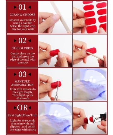 Kalolary 32PCS Red Gel Nail Polish Strips | Waterproof Adhesive Full Wrap Stickers with Nail File and Stick | UV/LED Lamp Required - Buy Online on SooperMarket.com