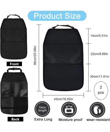 Funmo 2 Pcs Waterproof Car Seat Organiser with 2 Pockets - Kids Back Seat Protector & Storage for Rear Seat - Anti-Kick Design - Black - Buy Online on SooperMarket.com