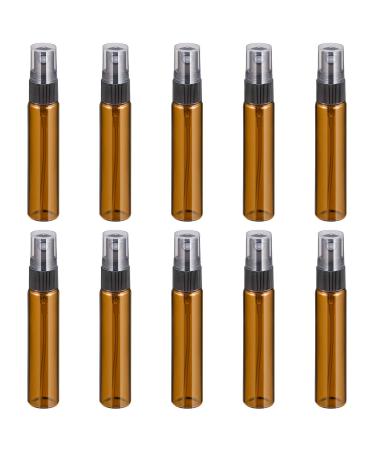 Beaupretty 10pcs Empty Brown Glass Spray Bottle with Atomizer Mist Sprayers for Essential Oils Perfume Cosmetics (10ml Light Brown)