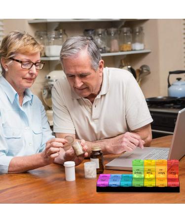 Extra Large Pill Organizer 2 Times a Day Weekly XL AM PM Pill Case 7 Day Pill Box Twice a Day Oversized Daily Medicine Organizer for Vitamins Big Pill Container Medication Dispenser(Black&Rainbow) - Buy Online on SooperMarket.com