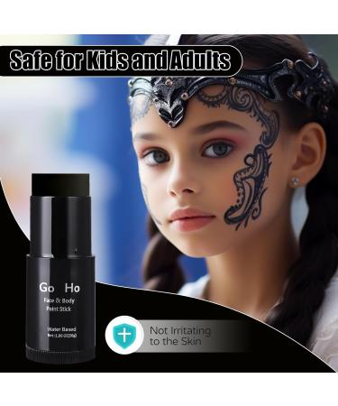 Go Ho Water Based Black Face Paint Stick - 1.06 Oz Non-toxic Cream Makeup for Adults & Children - Washable & Full-coverage Body Paint Stick for Theater, Halloween, SFX, Cosplay - Buy Online on SooperMarket.com