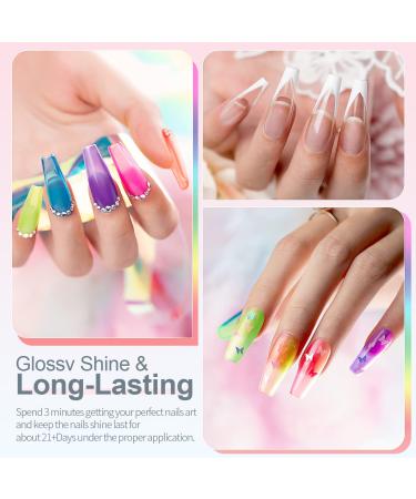 RARJSM Translucent Neon Jelly Gel Nail Polish Set - 6 Colors with Long Fake Nails in Gift Package - Buy Online on SooperMarket.com